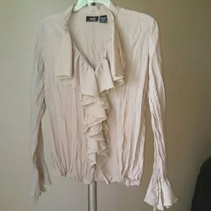 Beautiful Vintage 1990s Crinkle Ruffle Lace Sheer Top